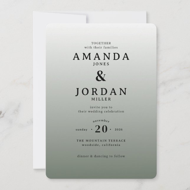 Invitación de Boda Minimalista Gris Elegante (Anverso)