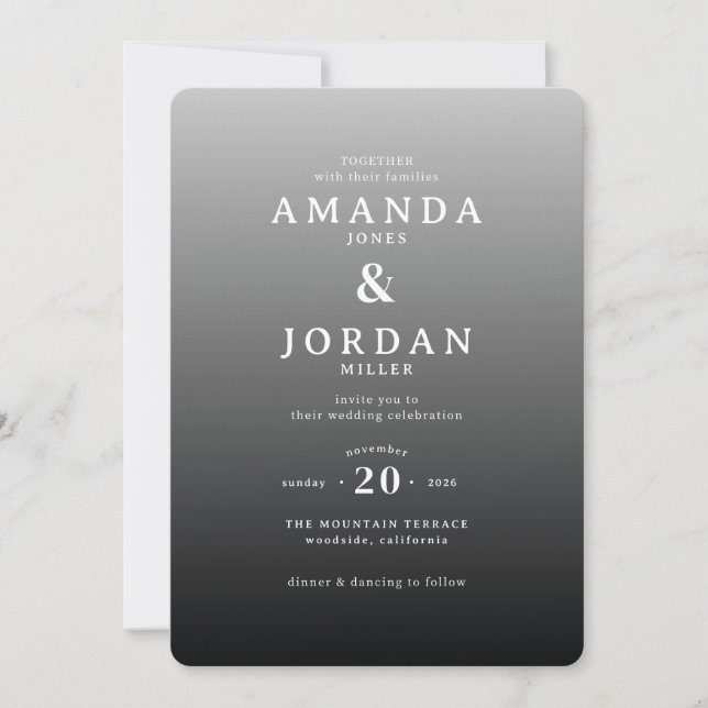 Invitación de Boda Minimalista Gris Elegante (Anverso)