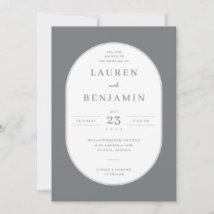 Invitación de boda minimalista gris elegante