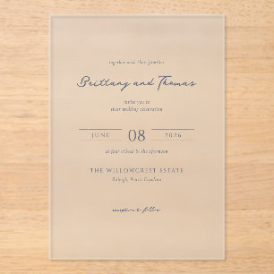 Invitación de Boda Minimalista Gris Elegante