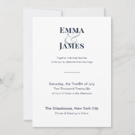 Invitación de Boda Minimalista Marina | Código QR