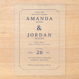Invitación de Boda Minimalista Marina Elegante