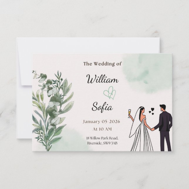 Invitación de boda minimalista moderna (Anverso)