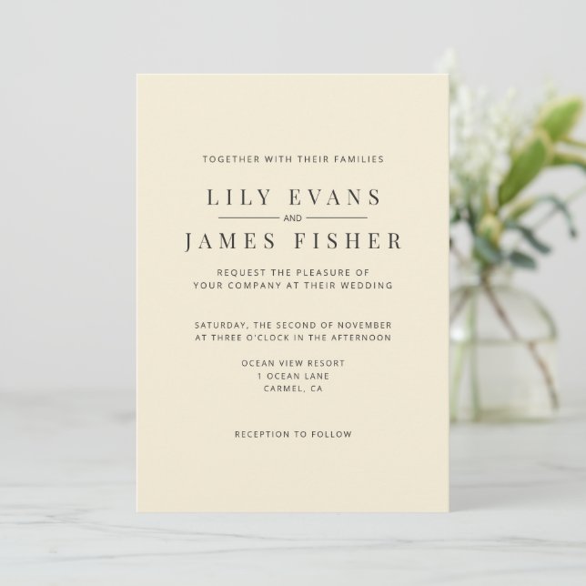 Invitación de boda minimalista moderna (Anverso de pie)