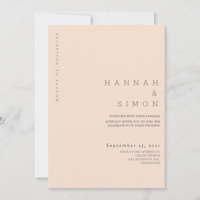 Invitación de boda minimalista moderna (Anverso)