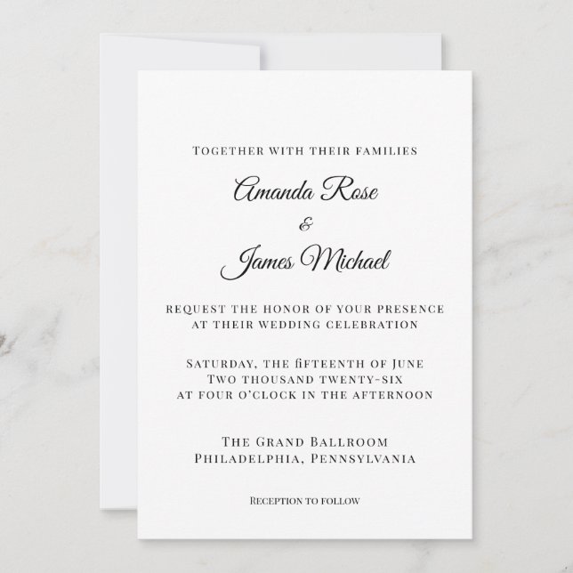 invitación de boda minimalista moderna (Anverso)