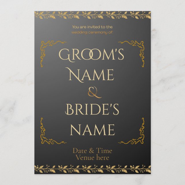 Invitación de boda minimalista moderna - Aspecto d (Anverso)