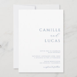 Invitación de boda minimalista moderna azul polvor