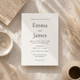 Invitación de boda minimalista moderna beige