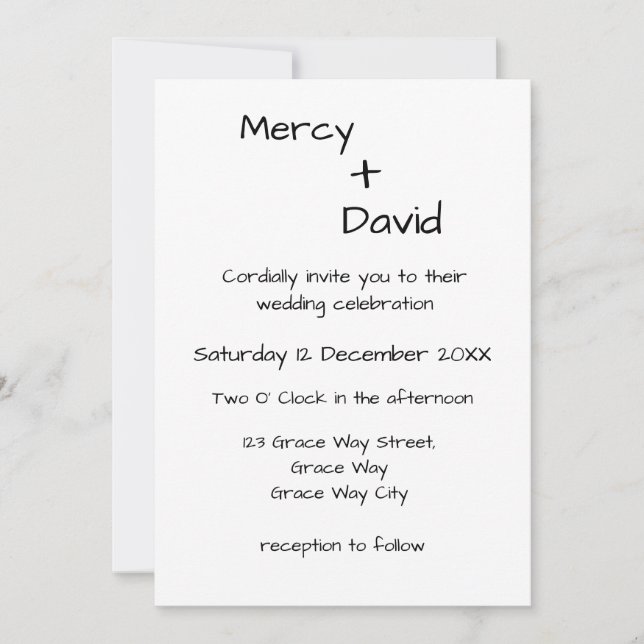 Invitación de boda minimalista moderna boho (Anverso)