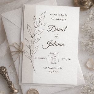 Invitación de boda minimalista moderna Bota simp