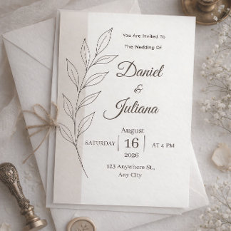 Invitación de boda minimalista moderna | Bota simp