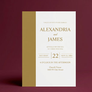 Invitación de boda minimalista moderna con barra d