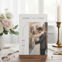 Invitación de boda minimalista moderna con foto