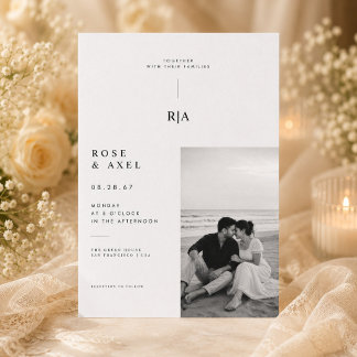 Invitación de Boda Minimalista Moderna con Foto La