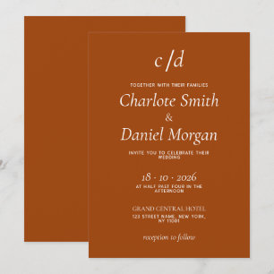 Invitación de boda minimalista moderna de terracot