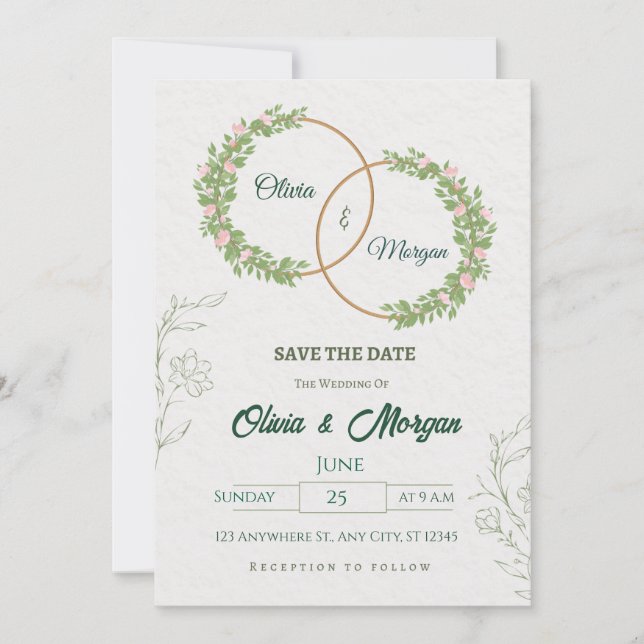 Invitación de boda minimalista moderna elegante (Anverso)