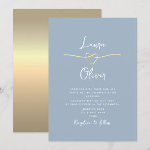 Invitación de boda minimalista moderna en azul pol