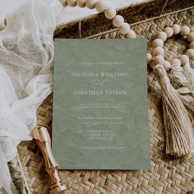 Invitación de boda minimalista moderna verde (Subido por el creador)