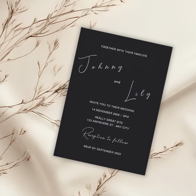 Invitación de boda minimalista negra (Subido por el creador)