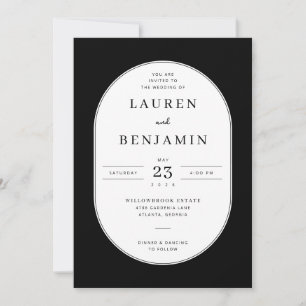 Invitación de boda minimalista negra elegante