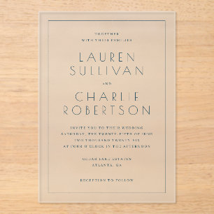 Invitación de boda minimalista negra elegante