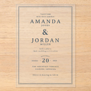 Invitación de boda minimalista negra elegante