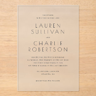 Invitación de Boda Minimalista Negra Elegante