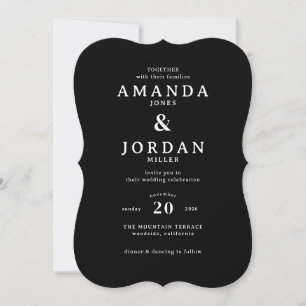 Invitación de boda minimalista negra elegante