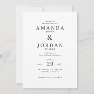 Invitación de boda minimalista negra elegante
