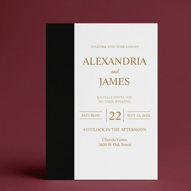 Invitación de boda minimalista negra moderna (Subido por el creador)
