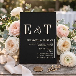 Invitación de Boda Minimalista Negra Sencilla