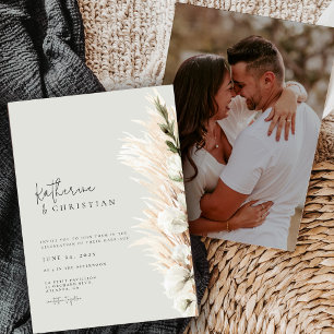 Invitación de boda minimalista neutral rústica con