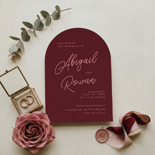 Invitación de boda minimalista profunda de vino ar