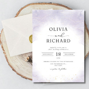 Invitación de boda minimalista púrpura moderna ele