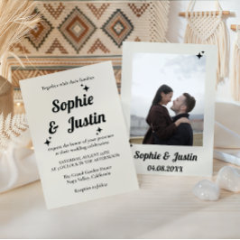 Invitación de boda minimalista retro con foto