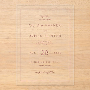 Invitación de boda minimalista rosa elegante