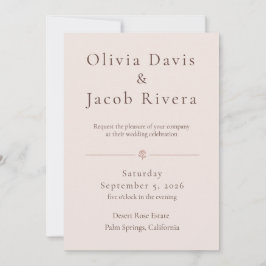 Invitación de boda minimalista rosa polvoriento