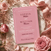 Invitación de boda minimalista rosa polvoriento