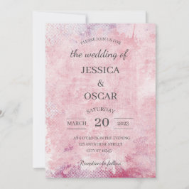 Invitación de boda minimalista rosa rústica