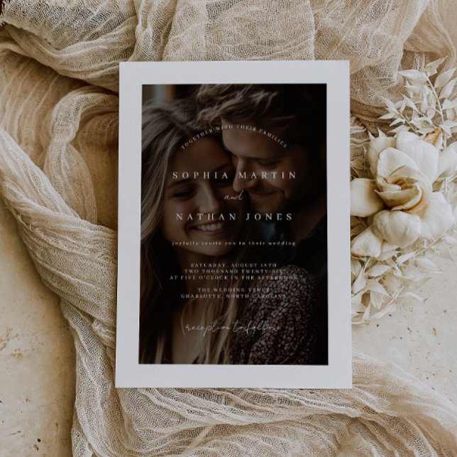 Invitación de boda minimalista rústica con foto (Subido por el creador)