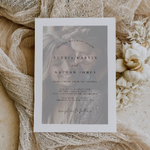 Invitación de boda minimalista rústica con foto