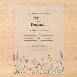 Invitación de boda minimalista rústica de flores s