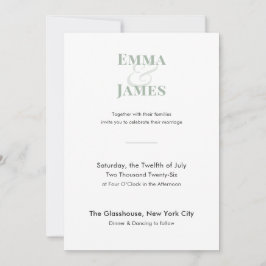 Invitación de Boda Minimalista Sage | Código QR