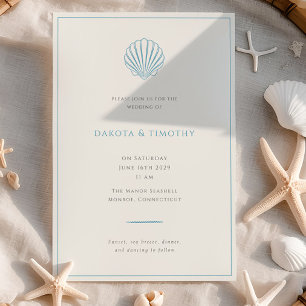 Invitación de boda minimalista simple con conchas