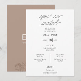 Invitación de boda minimalista Taupe Mocha