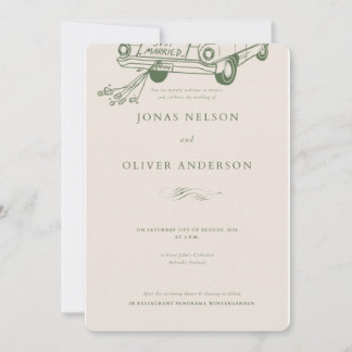 Invitación de Boda Minimalista Verde 2025