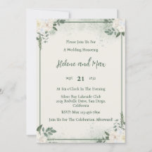 Invitación de boda minimalista verde bosque