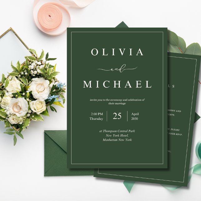 Invitación de boda minimalista verde elegante mode (Subido por el creador)