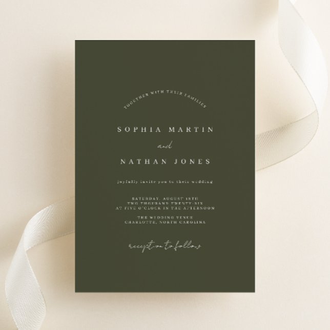 Invitación de boda minimalista verde oliva (Subido por el creador)